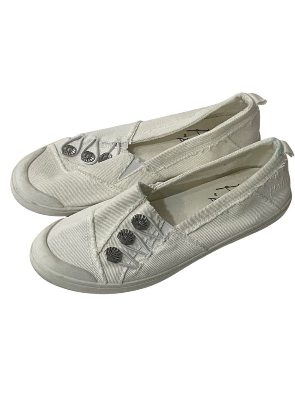Blowfish Womens Malibu Vala White Slip On Sneakers Seashell Accents Sz 8 Beachy